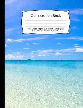 Paperback Beach Composition Notebook, Graph Paper: 4x4 Quad Ruled Composition Book, Student Exercise Science Math Grid, 200 Pages, 7.44 X 9.69 Book