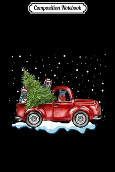 Composition Notebook: Australian Cattle Dogs Ride Red Truck Christmas  Journal/Notebook Blank Lined Ruled 6x9 100 Pages