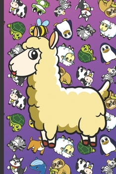 Home Improvement Maintenance and Repair Journal: Llama Cartoon on Cover with Zebras Whales Dogs Frogs Cows Sloths Penguins Raccoons Sheep Goats and Turtles on Purple Blue Background.