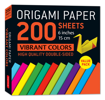 Misc. Origami Paper 200 Sheets Vibrant Colors 6 (15 CM): Double-Sided Origami Sheets Printed with 12 Different Patterns (Instructions for 5 Projects Include Book