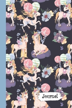 Paperback Journal: Unicorn Balloon Party Diary with Blank Lined Notebook Paper Book