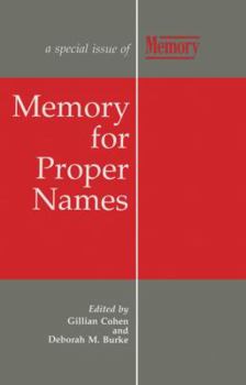 Hardcover Memory for Proper Names: A Special Issue of Memory Book