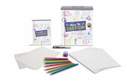 Paperback How to Cartoon [With 8 Colored Pencils, 1 Gel Pen and 96 Page Instructional Book and Pencil Sharpener and 50 Sheet Book