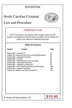 Paperback North Carolina Criminal Law and Procedure-Pamphlet 45 Book