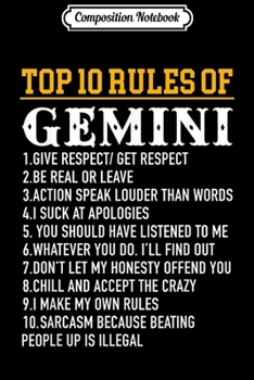 Composition Notebook: Top 10 Rules Of Gemini May 21 - June 21  Journal/Notebook Blank Lined Ruled 6x9 100 Pages