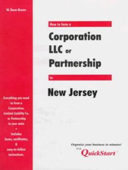 Paperback How to Form a Corporation, LLC, or Partnership in . . .New Jersey: State Guides Book