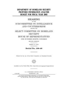 Department of Homeland Security proposed information analysis budget for fiscal year 2005