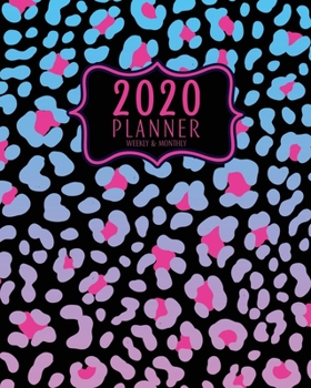 2020 Planner Weekly And Monthly: 2020 planner January To December - Calendar Views And Vision Board - Cute Black And White Animal Print Pattern