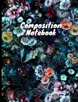 Paperback Composition Notebook: Floral Ruled College Notebook Trendy Purple & Blue Flowers Journal For Taking Notes (8.5 x 11) Book