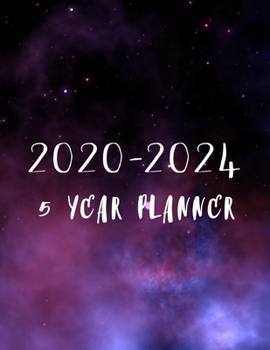 Paperback 5 Year Planner 2020-2024: SPACE & STARS! 60 Month Five Year Monthly Calendar - Note Sections Each Month, Password Log, Phone Book Pages & U.S Fe Book