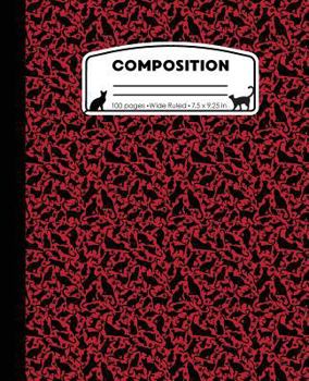 Paperback Composition: Cat Pattern Red Marble Composition Notebook Wide Ruled 7.5 x 9.25 in, 100 pages (50 sheets) book for kids, school, stu Book