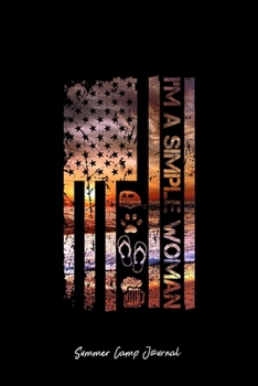 Summer Camp Journal: Simple Woman American Flag Camping Beach Cute Christmas Gift - Black Dotted Dot Grid Bullet Notebook - Diary, Planner, Gratitude, Writing, Goal, Log Journal - 6x9 120 pages