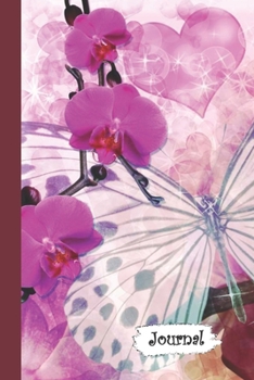 Journal: Pink Purple Butterfly & Orchids Diary with Blank Lined Notebook Paper