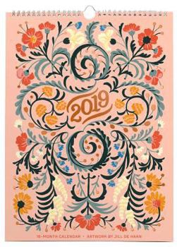 Calendar Floral Typography by Jill de Haan Designer Wall Calendar Book