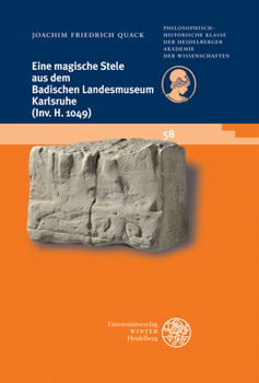 Paperback Eine Magische Stele Aus Dem Badischen Landesmuseum Karlsruhe (Inv. H 1049) [German] Book