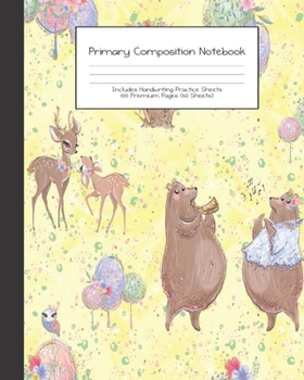 Primary Composition Notebook: Spring Boho Floral Springtime |Grades K-2 | Handwriting Practice Paper|Primary Ruled With Dotted Midline | 100 Pgs 50 ... Girls | Elementary | Teacher | School | Gift
