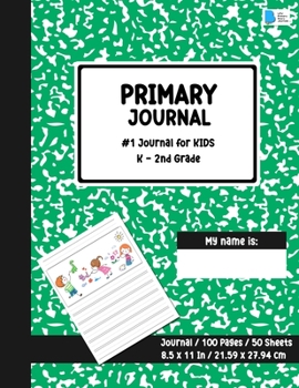 Paperback Primary Story Journal: Dotted Midline and Picture Space Green Marble Design Grades K-2 School Exercise Book Draw and Write Note book 100 Stor Book