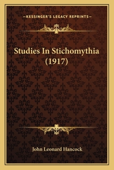 Paperback Studies In Stichomythia (1917) Book