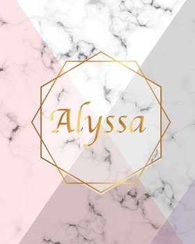 Alyssa: Gift Luxury Marble Glossy Pink Purple Faux Gold Print Notebook Journal (Marble Notebooks)