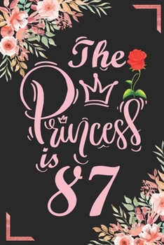 The Princess Is 87: 87th Birthday & Anniversary Notebook Flower Wide Ruled Lined Journal 6x9 Inch ( Legal ruled ) Family Gift Idea Mom Dad or Kids in Holidays - Marble & Red Love Flowers Cover