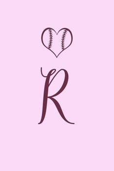 R: Name Monogram Initial R Softball 6x9" Lined Notebook/Journal Gift Idea For Girls, Women, School, College and Work