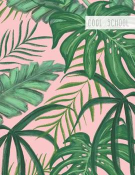 Paperback Cool School: Large College Ruled Notebook for Homework School or Work Green Palms on Pink Book