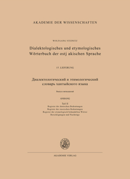 Paperback Dialektologisches und etymologisches Wörterbuch der ostjakischen Sprache 15. Lieferung (Abschluß) [German] Book