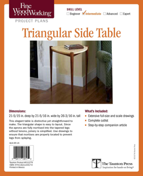 Misc. Supplies Fine Woodworking's Triangular Side Table Plan Book