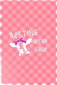 Paperback Resting Heifer Face: Notebook Journal Composition Blank Lined Diary Notepad 120 Pages Paperback Pink Grid Cow Book