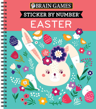 Spiral-bound Brain Games - Sticker by Number: Easter Book