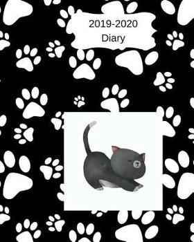 Paperback 2019-2020 Diary: 8x10 Day to a Page Academic Year Diary, Note, to Do List & Priorities on Each Page. Black & White Paw Prints Cover Des Book