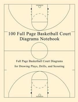 Paperback 100 Full Page Basketball Court Diagrams Notebook: Full Page Basketball Court Diagrams for Drawing Plays, Drills, and Scouting Book