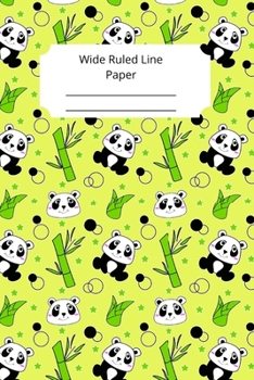 Cute Baby Panda Theme Wide Ruled Line Paper