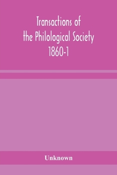 Paperback Transactions Of The Philological Society 1860-1 Book