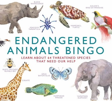 Board Game Endangered Animals Bingo: Learn about 64 Threatened Species That Need Our Help Book