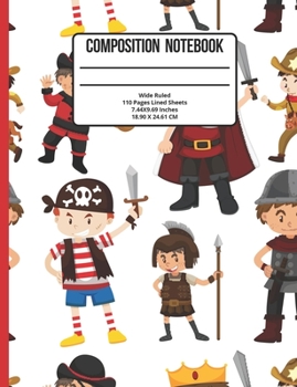 Paperback Composition Notebook Wide Ruled: Pirate 110 Pages Book