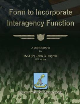 Paperback Form to Incorporate Interagency Function Book