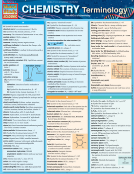 Pamphlet Chemistry Terminology: The ABCs of Chemistry Book