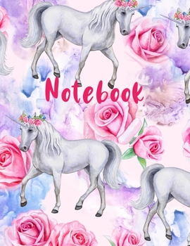 Paperback Notebook: Giant Unicorn Notebook with Floral Design8.5x11500 Double Sided Wide Ruled Pages (1000 total)Glossy CoverPerfect Gift Book