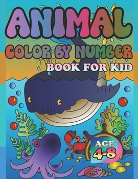 Paperback Animal Color by Number Book for Kid Age 4-8 Book