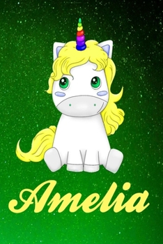 Paperback Amelia Personalized Name Journal: Unicorn Personalized Notebook Custom Name Book