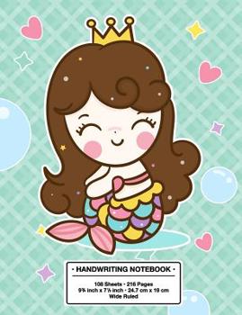 Paperback Handwriting Notebook: Back to School Cute Mermaid Princess Kawaii Style Handwriting Practice Book