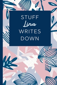 Paperback Stuff Lina Writes Down: Personalized Journal / Notebook (6 x 9 inch) STUNNING Navy Blue and Mauve Blush Pink Pattern Book