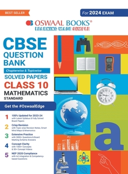 Paperback Oswaal CBSE Chapterwise & Topicwise Question Bank Class 10 Mathematics Standard Book (For 2023-24 Exam) Book