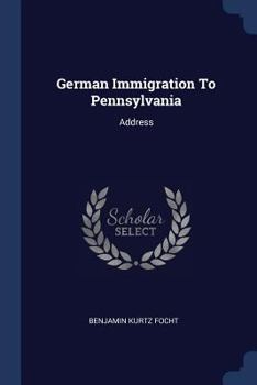 Paperback German Immigration To Pennsylvania: Address Book