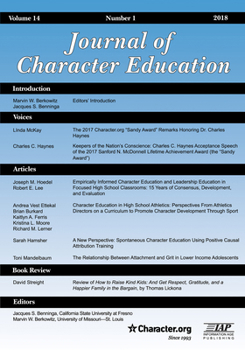 Paperback Journal of Character Education Vol 14 Issue 1 Book