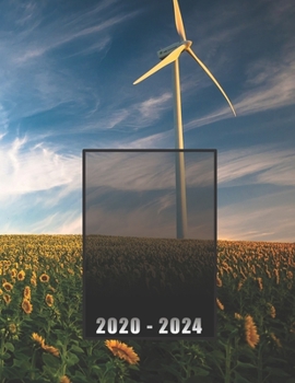 2020 - 2014: Calendar 60 Months / 5 Year Planner / Diary (January 2020 – December 2024), a month on 2 pages + notes / Pinwheels on the sunflower field