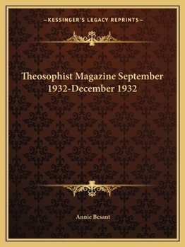 Paperback Theosophist Magazine September 1932-December 1932 Book