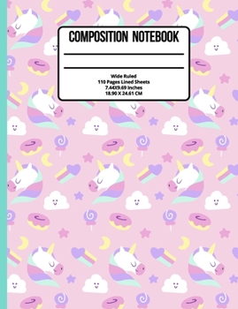 Paperback Composition Notebook Wide Ruled: Unicorn 100 Pages Book