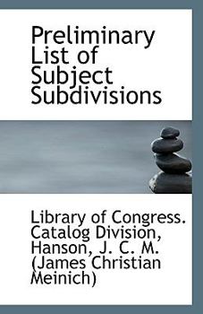 Paperback Preliminary List of Subject Subdivisions Book